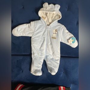 New child of mine carters Cozy Blue Baby Bear Onesie coat warm winter 0-3 months